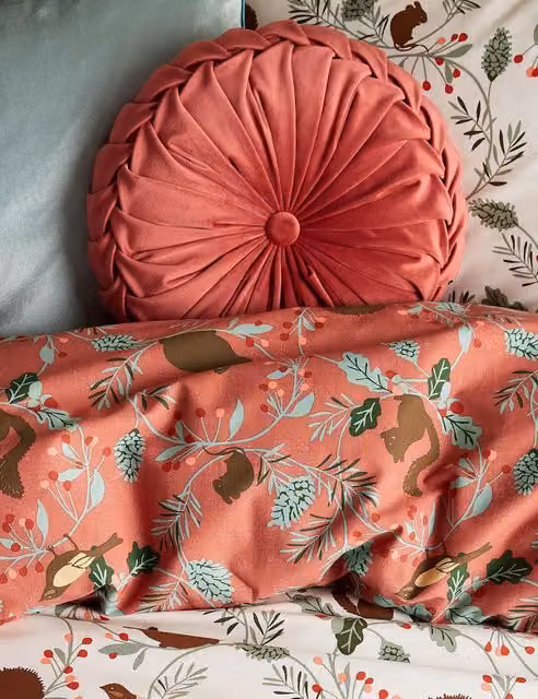 Laura Ashley Rosanna Red Velvet Round Pleated Cushion