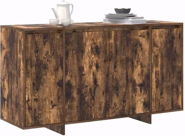 Berkfield Home Smoked Oak Wood Sideboard in Brown, W: 135 cm, D: 41 cm, H: 75 cm