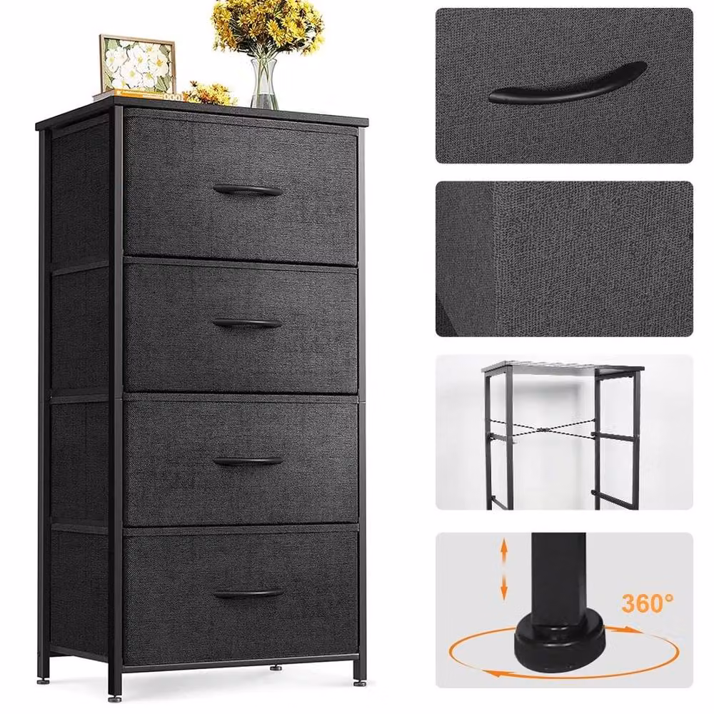KORVIXA 4 Drawer Fabric Chest of Drawers Bedroom Dresser in Grey W/D/H: 100 x 100 x 100 cm – 3