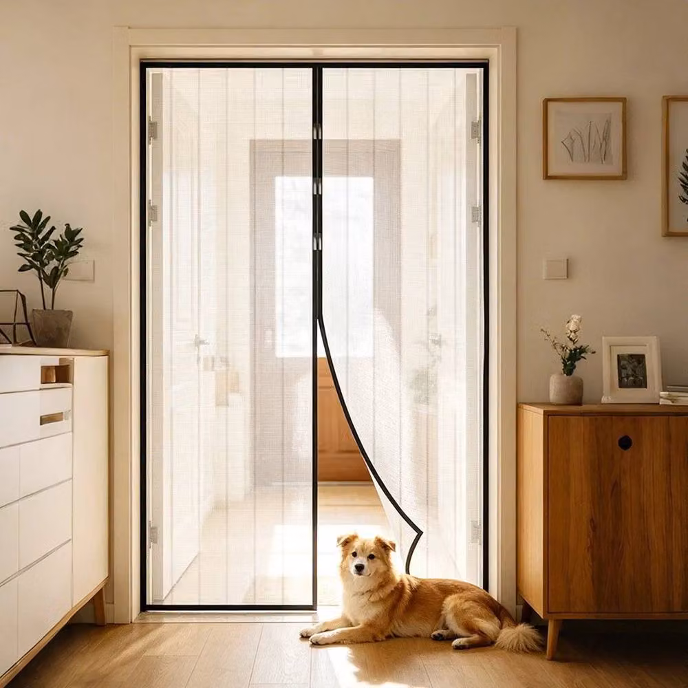 FLAVORA Magnetic Insect Mesh Screen Door Curtain, Black, W: 100 cm, H: 210 cm – 4