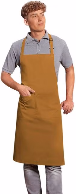 Karlowsky Basic Pocket Bib Apron in Camel/Brown – 1