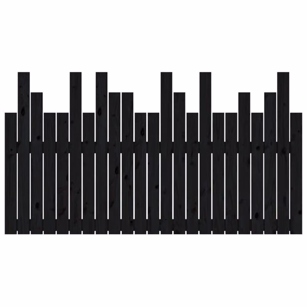 Berkfield Home Black Rustic Solid Wood Pine Wall Mounted Headboard W: 146.5 cm, D: 3 cm, H: 80 cm – 4