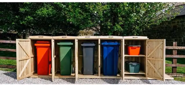 Buttercup Farm Chatburn Bin Store in Brown, Fits 4x 180L/240L Wheelie Bins and 2x Boxes, W/D/H: 240 x 120 x 145 cm