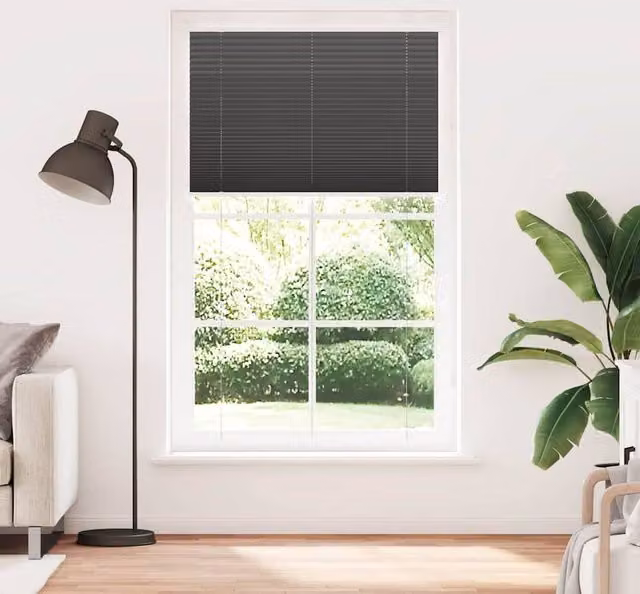 Berkfield Home Single Pleat Black Polyester Semi-Transparent Corded Blind W: 120 cm, H: 200 cm