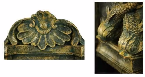 Primrose Antique Wall Mounted Water Feature Fountain in Green and Bronze, Height: 86 cm – 3