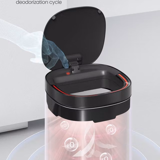 SONGMICS Motion Sensor Kitchen Bin, Black, W/D/H: 30 x 30 x 74.6 cm
