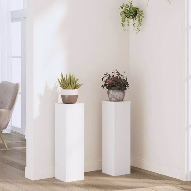 Berkfield Home 2-Piece White Wall-Mounted Plant Stand, W/D/H: 17 x 17 x 60 cm