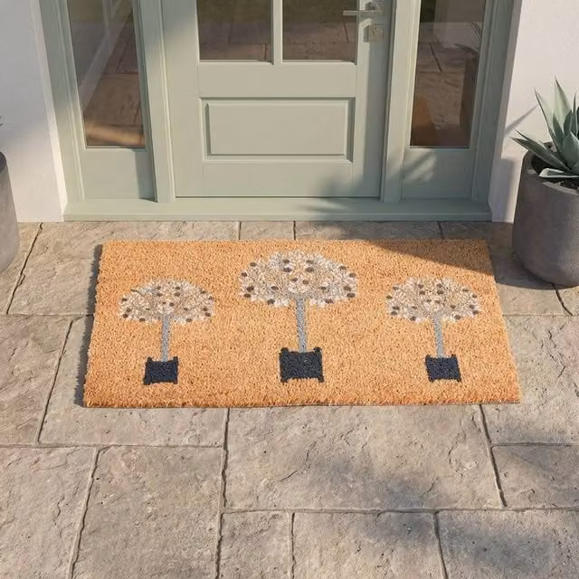 Garden Greatness Olives Natural Coir Doormat, Beige, W: 75 cm, D: 45 cm, H: 1.5 cm