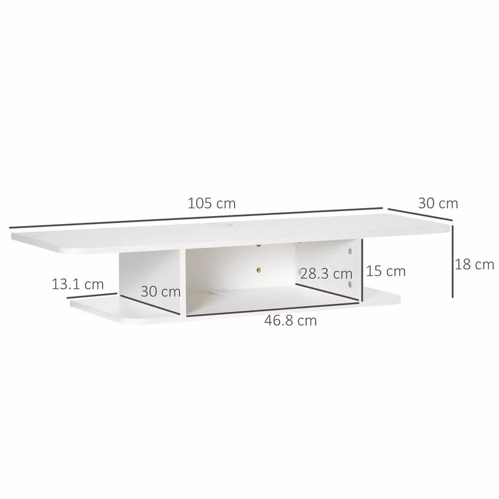 STILVORA White Wall Mounted TV Unit with Shelves and Media Compartments – 2