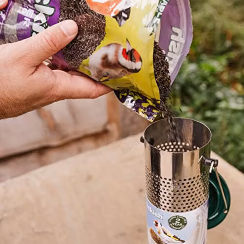 Peckish Large All Weather Metal Nyjer Seed Bird Feeder in Green and Silver – 2