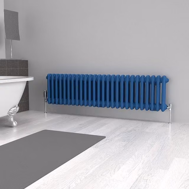 Lux Heat Horizontal Column Radiator in Galaxy Blue, 2 Column, W: 119 cm, H: 30 cm