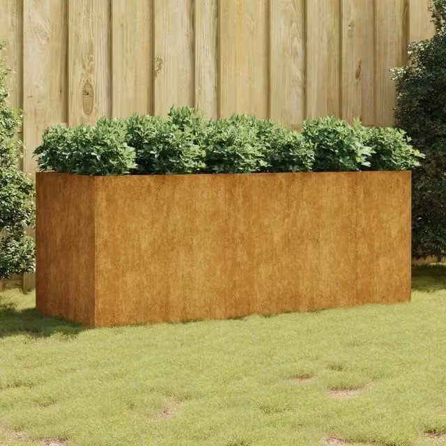 Berkfield Home Garden Corten Steel Raised Bed in Brown, W/D/H: 200 x 80 x 80 cm
