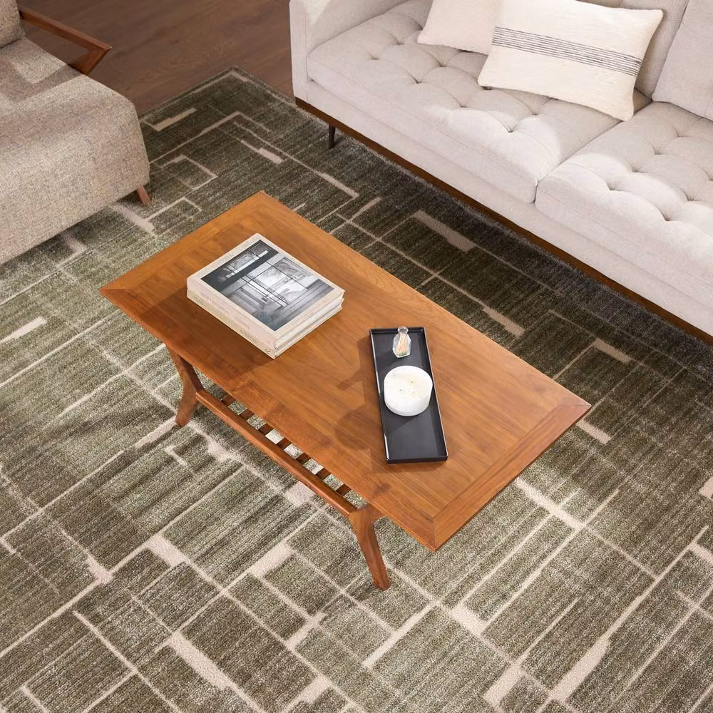 Livabliss Alba Modern Geometric Living and Dining Rug in Green and Brown, W: 160 cm, L: 215 cm – 4