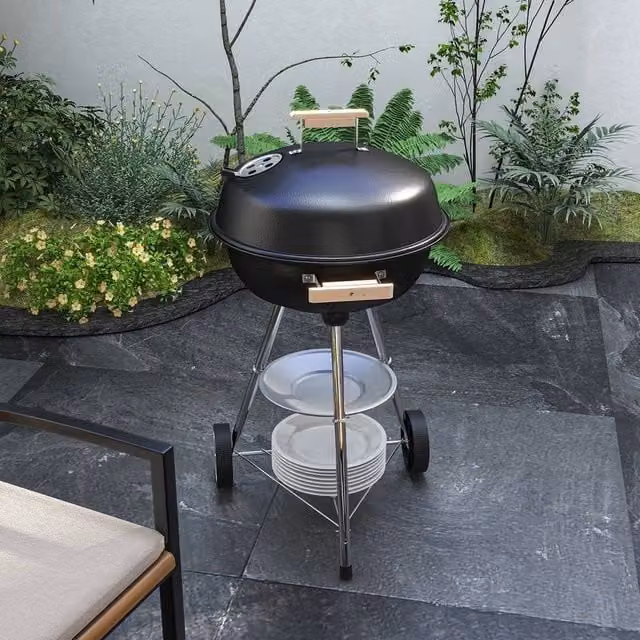 EONLION Portable Round Kettle Charcoal BBQ Grill in Black, Diameter: 100 cm – 1