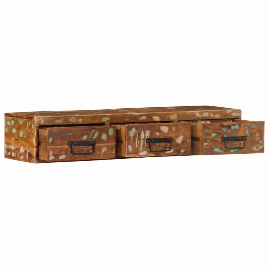 Berkfield Home Wall-mounted Rustic Reclaimed Solid Wood TV Cabinet, Brown, W/D/H: 100 x 30 x 19 cm – 2