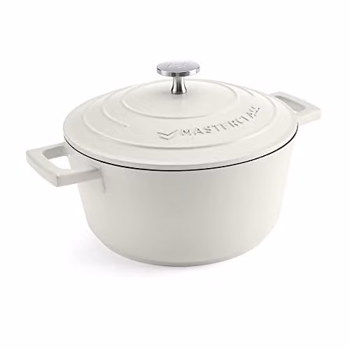 MasterClass Small Cast Aluminium Casserole Dish with Lid, 2.5 l, Cream – 1
