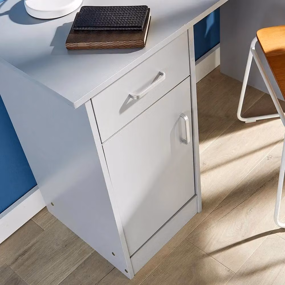 Home Source Tyler Compact Computer Workstation with 1 Drawer and 1 Door in Grey – 2