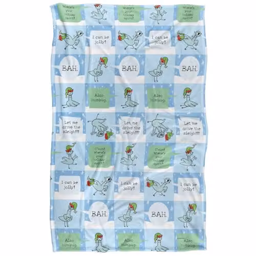 LOGOVISION Dont Let The Pigeon Drive The Sleigh Pigeon Pattern Super Soft Fleece Throw Blanket, Multicolour, W: 91 cm, D: 147 cm