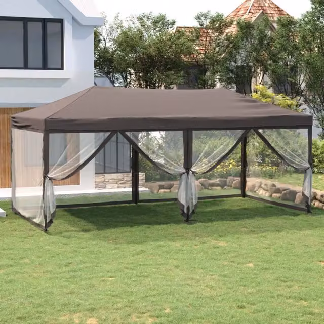 Berkfield Home Folding Party Tent with Sidewalls in Beige, W: 6 m, D: 3 m, H: 3 m – 1