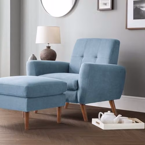 Julian Bowen Monza Blue Velvet Armchair with Solid Wood Frame – 2