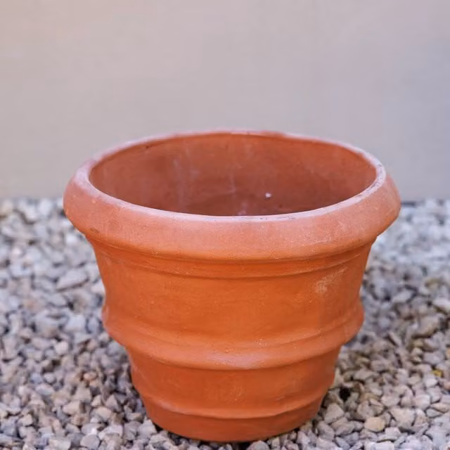 Primrose Garden Terracotta Round Rolled Rim Patio Planter Pot, Brown, Diameter: 44.5 cm