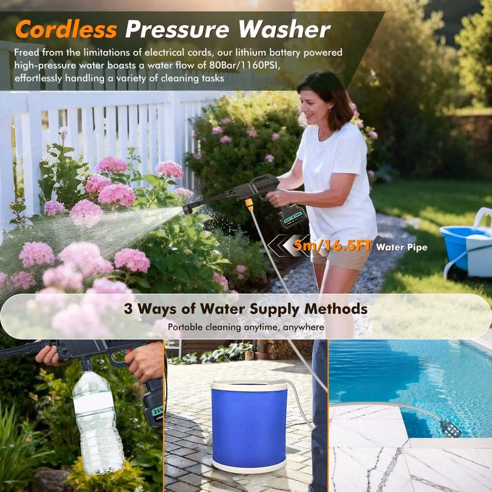 SPETLEK 3000W Cordless Pressure Washer with 2 Rechargeable Batteries in Black – 4