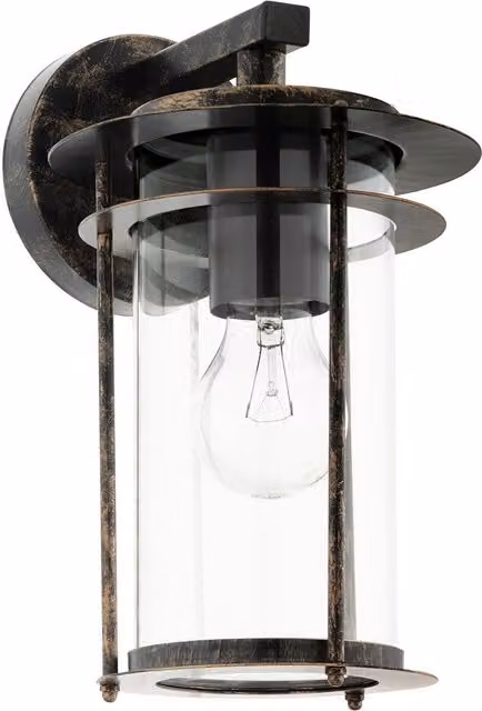Loops IP44 Outdoor Wall Light in Antique Copper with Transparent Glass Shade, E27 60W Compatible – 1