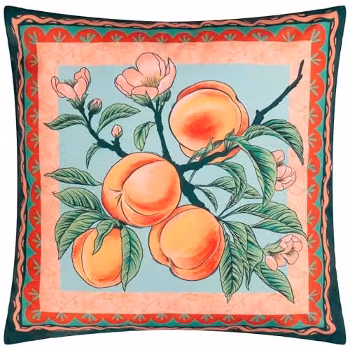Furn Anemone Peaches Floral Printed Outdoor Square Cushion in Orange and Multicolour, W/D/H: 45 x 45 x 45 cm – 1