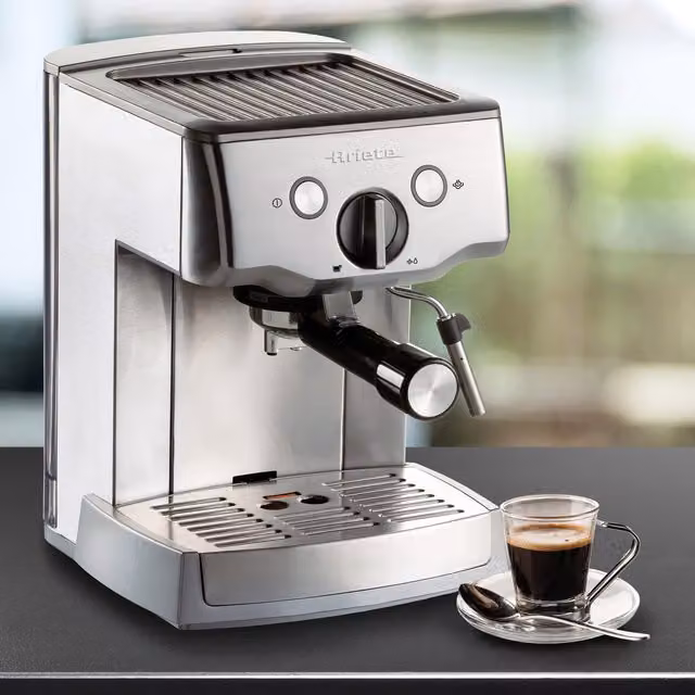 Ariete Stainless Steel Metal Espresso Coffee Maker in Silver and Grey