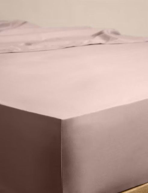 M&S Egyptian Cotton Deep Fitted Sheet, Pink, W/D/H: 200 x 200 cm