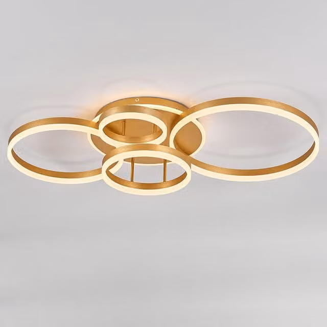 Living Star Modern LED Ceiling Light with Ring Design in Gold/Brass, Diameter: 20 cm, 79W