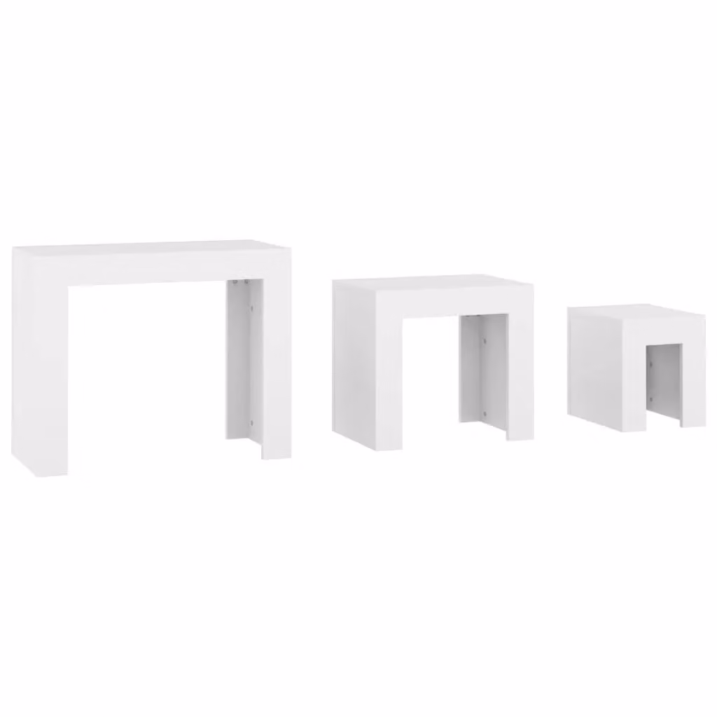 Berkfield Home Nesting Coffee Tables, Set of 3, White Matt MDF – 2