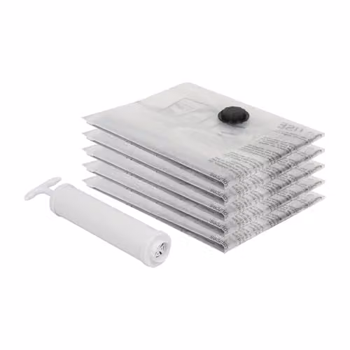 Harbour Housewares Vacuum Storage Bags with Hand Pump, Grey and Transparent, Pack of 5, W: 60 cm x H: 80 cm – 1