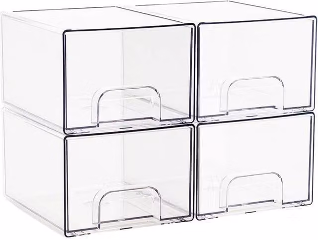 FORGEVIO 4 Drawer Clear Acrylic Makeup Organiser, Transparent, Width: 50 cm – 1