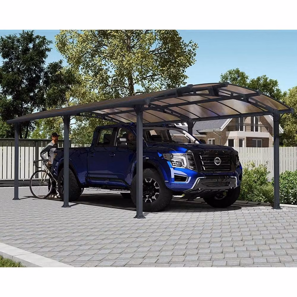 Palram Arcadia 6400 Curved Polycarbonate Carport in Grey, W: 359 cm, D: 649 cm, H: 242 cm – 3
