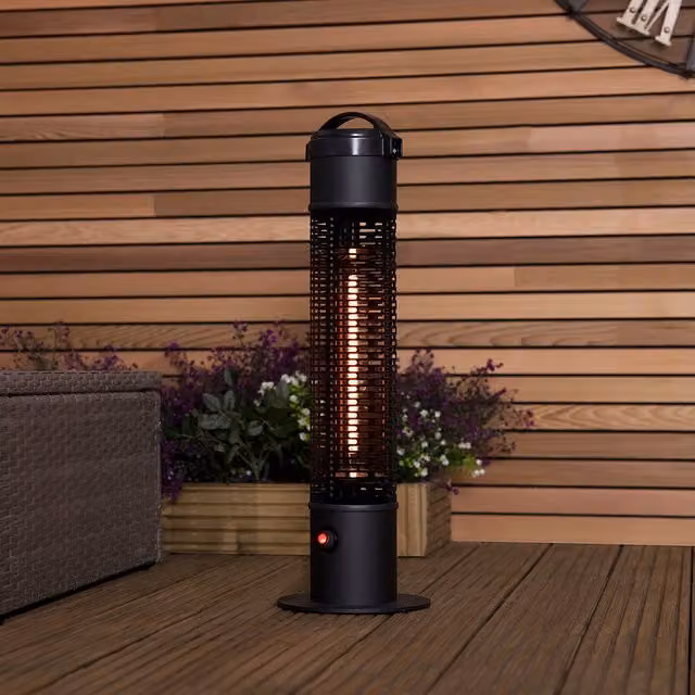 Charles Bentley 1200W Electric Outdoor Tower Heater in Black
