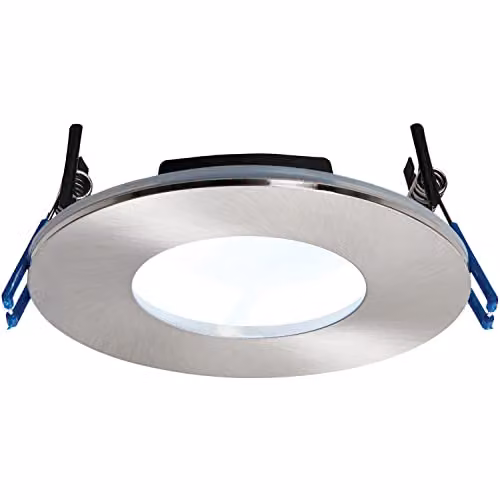 Loops Silver Recessed LED Bathroom Downlight with Cool White Light and Transparent Glass Cover