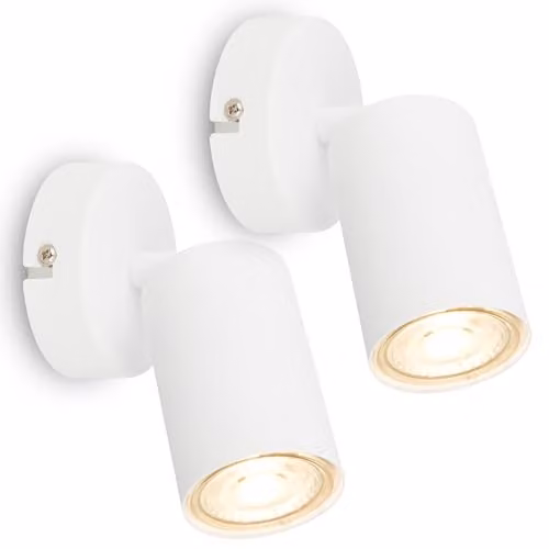 Briloner Set of 2 Adjustable Modern White Metal Wall Lights with GU10 Socket, W/D/H: 8 x 15.5 cm