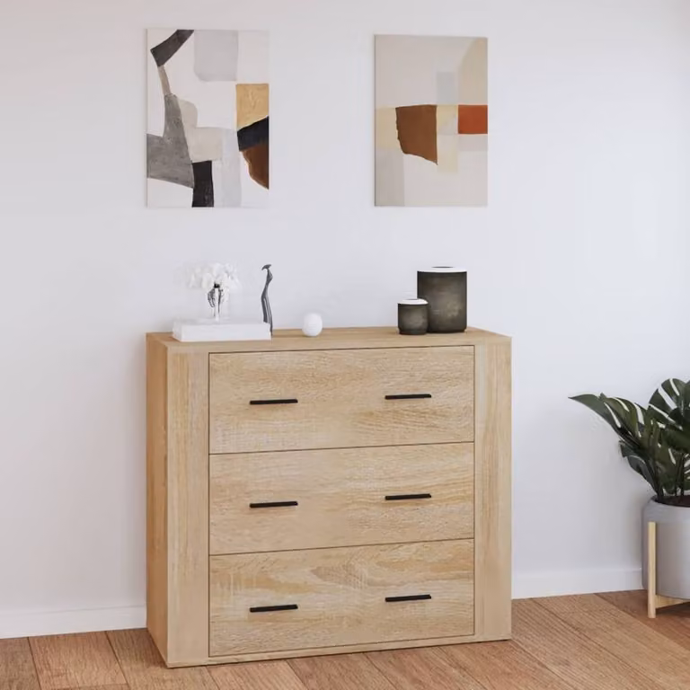 Berkfield Home Sonoma Oak Sideboard in Beige, W/D/H: 80 x 33 x 70 cm
