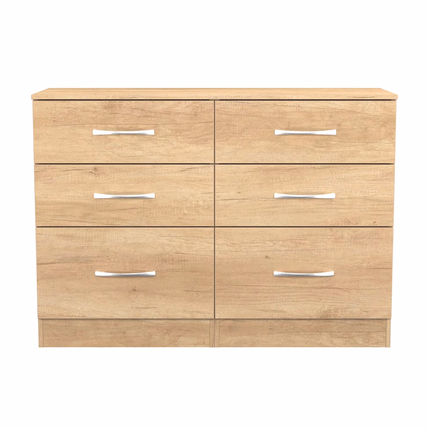 2 U Hampshire 6 Drawer Wide Chest in Light Brown, Ready Assembled – 2