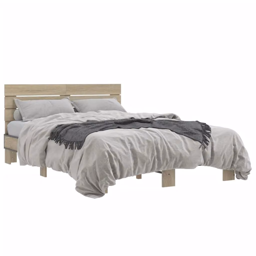 Berkfield Home Sonoma Oak Bed Frame in Brown, W: 140 cm, L: 200 cm – 2