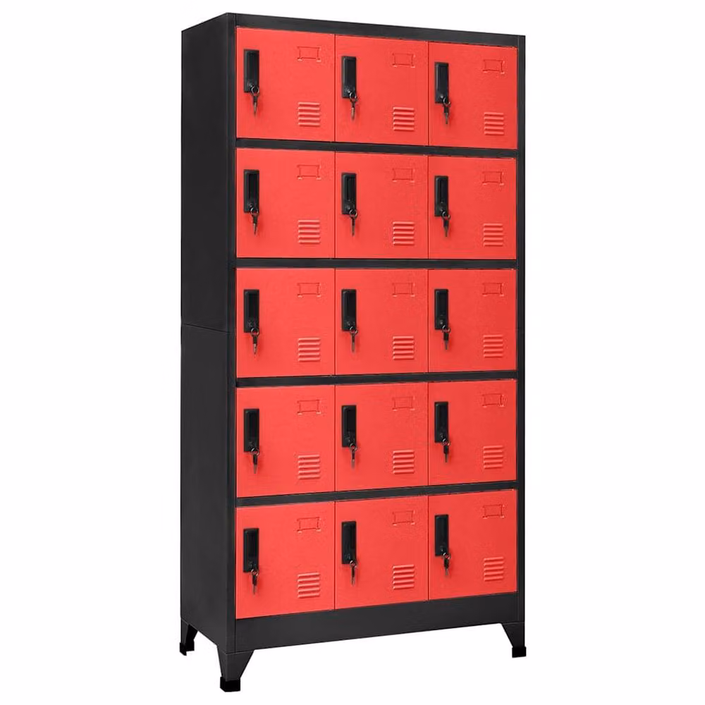 Berkfield Home Steel Locker Cabinet in Anthracite and Red, W/D/H: 90 x 40 x 180 cm – 2