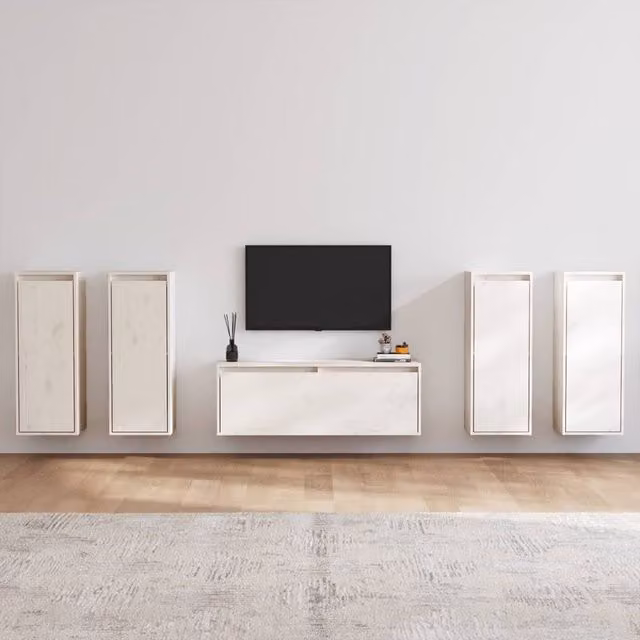 Berkfield Home White Solid Wood Pine TV Cabinet Lowboard