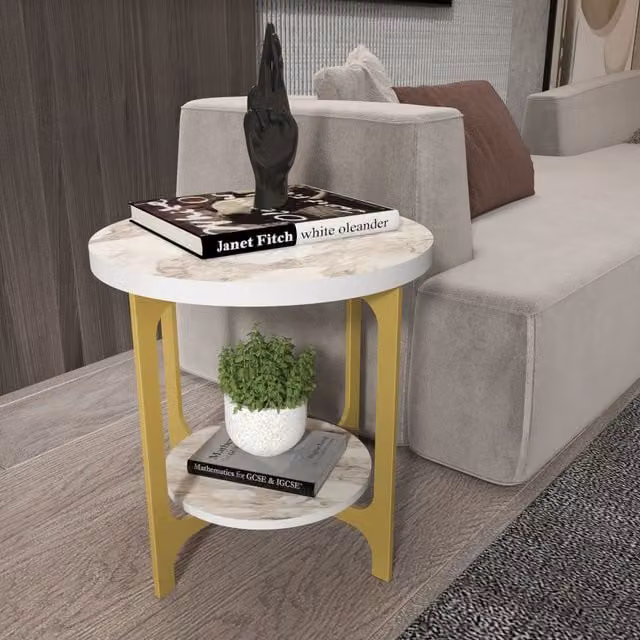 Decorotika Versy Round Side End Table in White