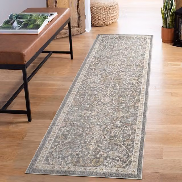 Desire Rugs Maia Traditional Floral Oriental Area Rug, Grey, W: 220 cm