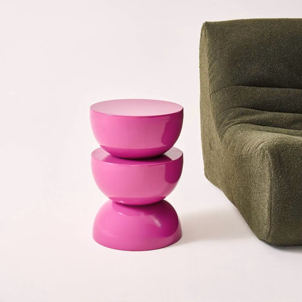 sweeek Pink Glossy Metal Round Coffee Table, Side Table or Bedside Table – 3