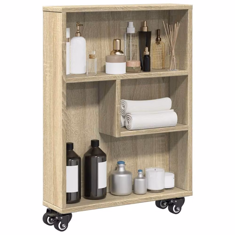 Berkfield Home Narrow Storage Trolley in Sonoma Oak, Light Brown, W/D/H: 48 x 13 x 68 cm – 2