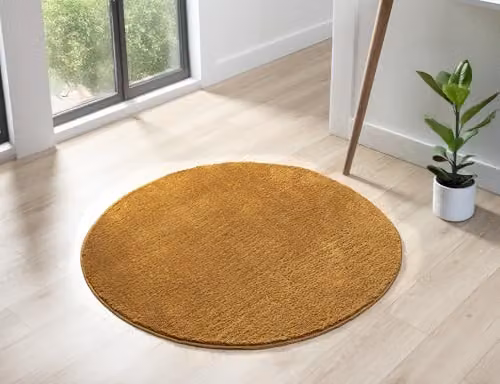 Desire Rugs Gold Plain Non-Slip Round Area Rug, Diameter: 100 cm – 1