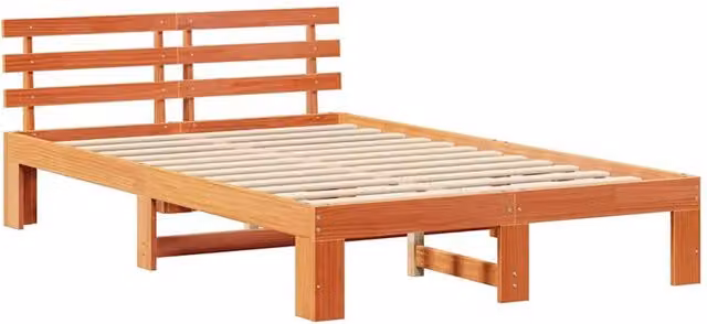 Berkfield Home Solid Pine Wood Bed Frame, Wax Brown, W/D/H: 135 x 190 cm – 1