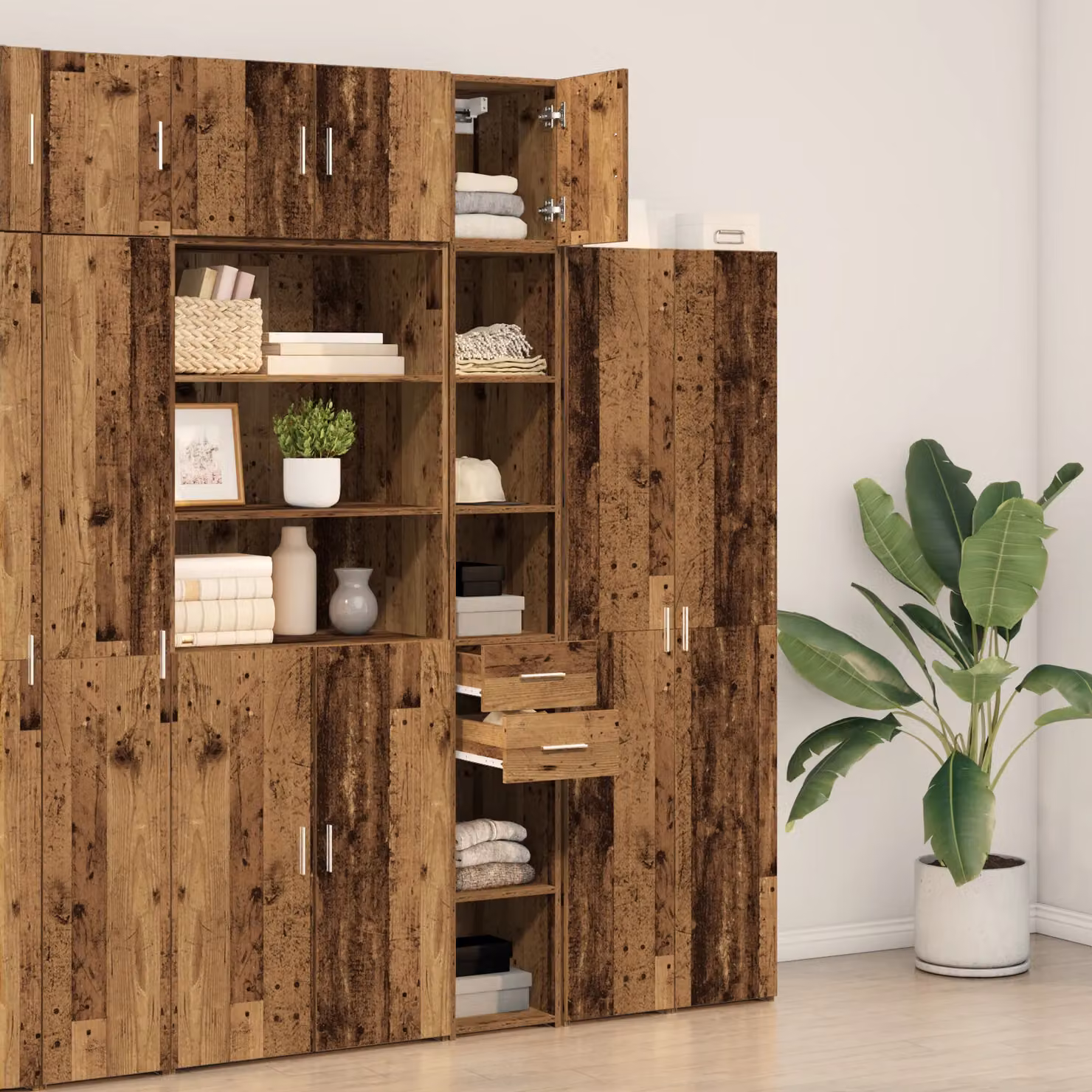 Berkfield Home Slim Storage Cabinet in Brown Old Wood, W: 30 cm, D: 22.5 cm, H: 225 cm – 2